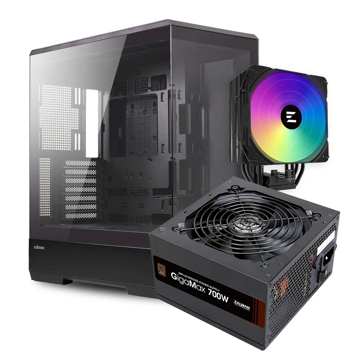 Zalman Zalman P50 Black ATX Mid-Tower Case + 9X Performa Plus Cooler + Gigamax 700W 80+ Bronze PSU — product photo