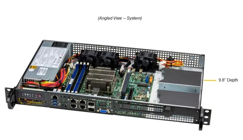 Supermicro Supermicro SYS-510D-4C-FN6P-02-G1 rack server, Xeon D-1718T, 16GB DDR4, 960GB NVMe — fotografia produktu