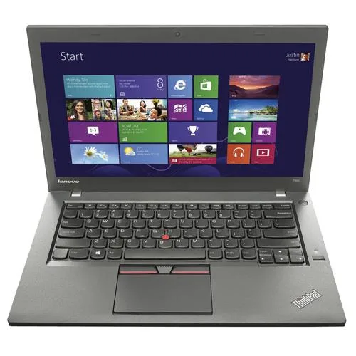 Black 14 inch ThinkPad T450 laptop closed lid