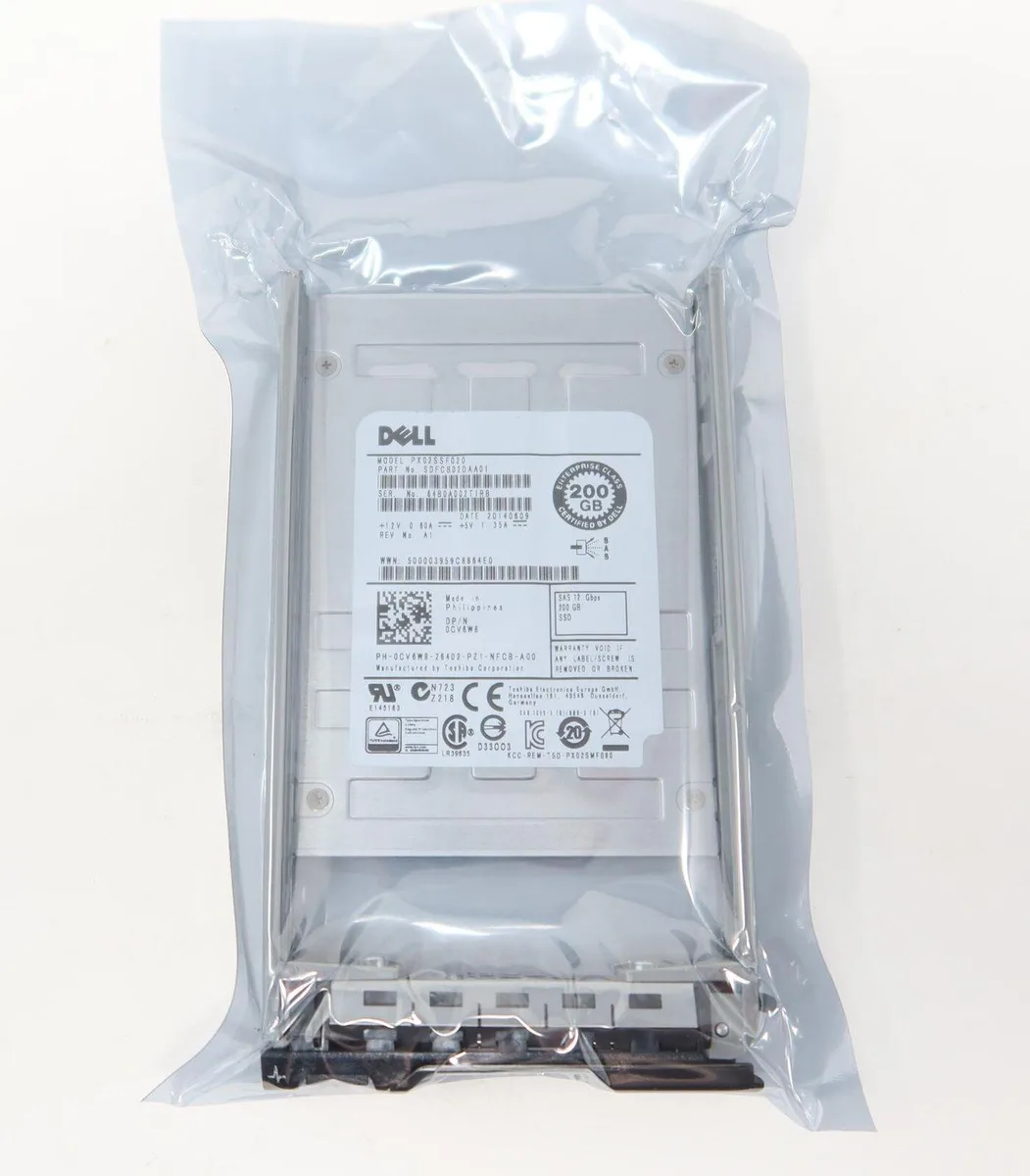 Rectangular silver 2.5 inch SAS SSD with label