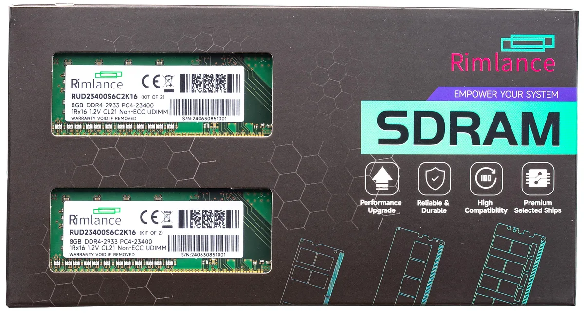 RIMLANCE RIMLANCE RUD23400S6C2K16 16GB (2x8GB) DDR4 2933 CL21 desktop RAM — صورة المنتج