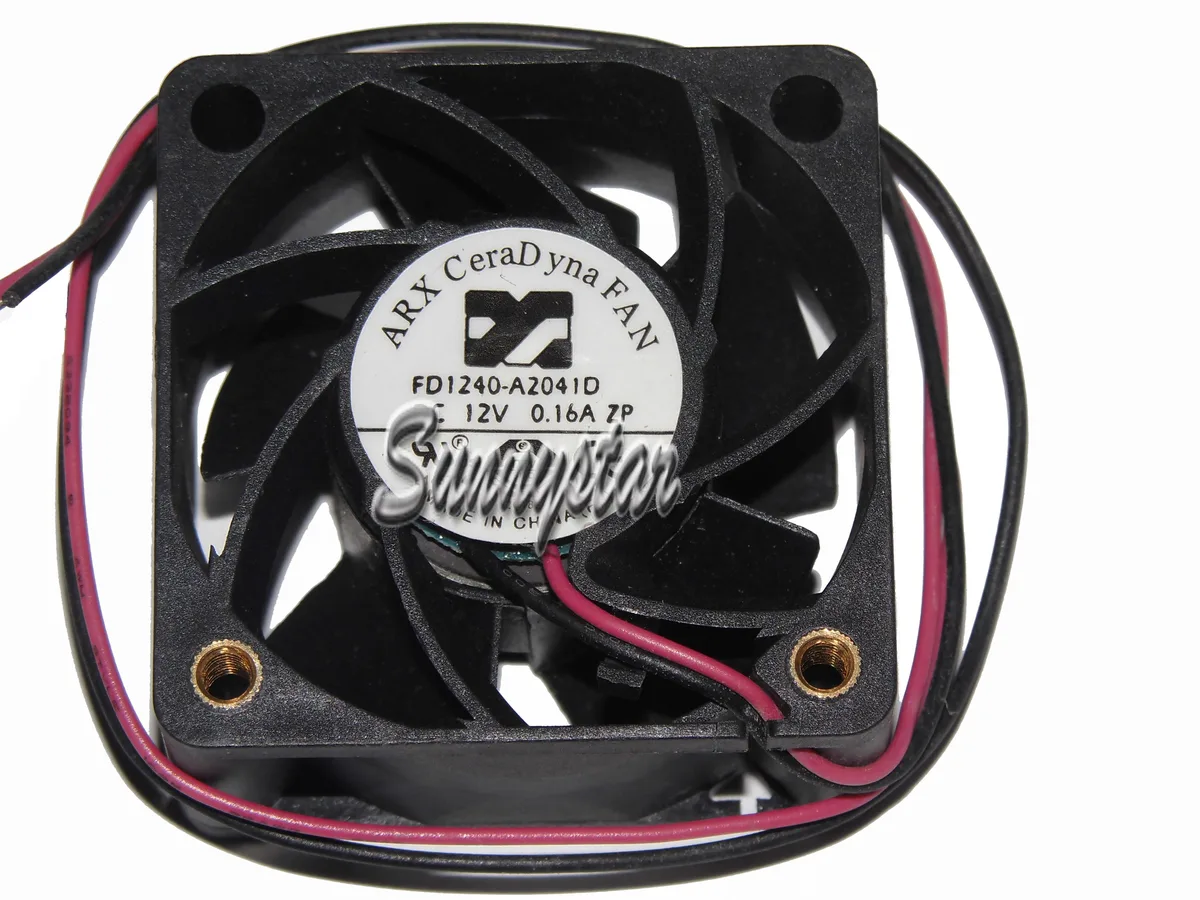 Small black 40mm square cooling fan with two power wires