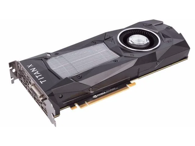 Refurbished NVIDIA GeForce GTX Titan X 12GB GDDR5X graphics card, single fan cooler, matte black finish, dual-slot plug-in card