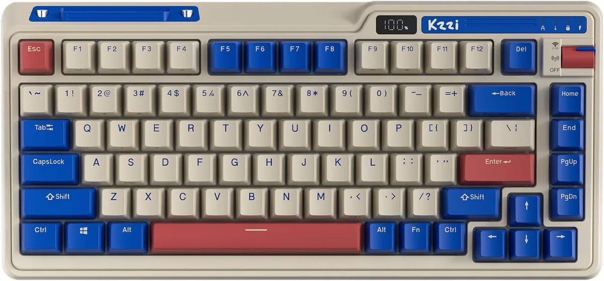 BFKK BFKK 75% Wireless Gasket Mechanical Keyboard 82 Keys Knob Power Display Rhine River — 商品写真