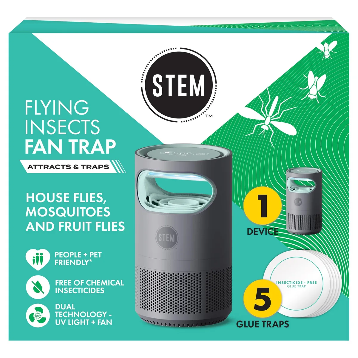  STEM Fan Trap Grey 5 Glue Traps Timer 3 8 12 24h — 商品写真
