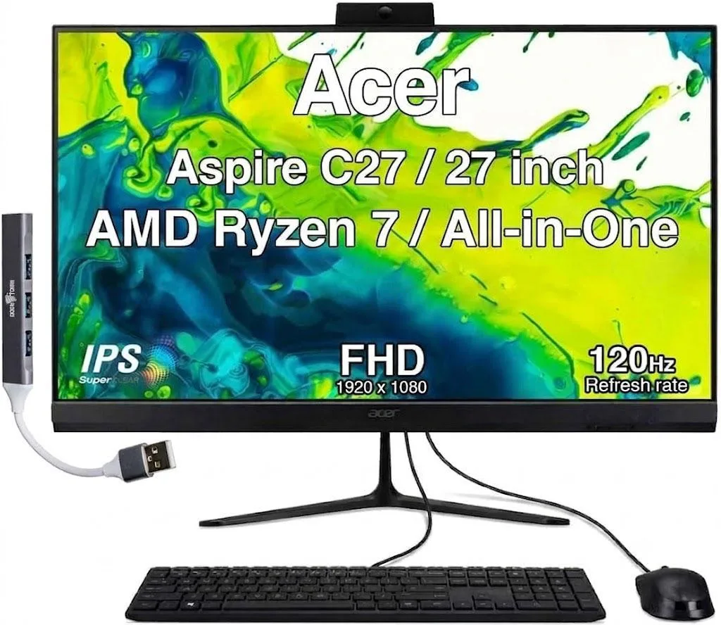 Acer America Acer America Aspire C27 all-in-one PC 27" IPS FHD 120Hz Ryzen 7 5825U 16GB DDR4 1TB NVMe Windows 11 Home — termékfotó