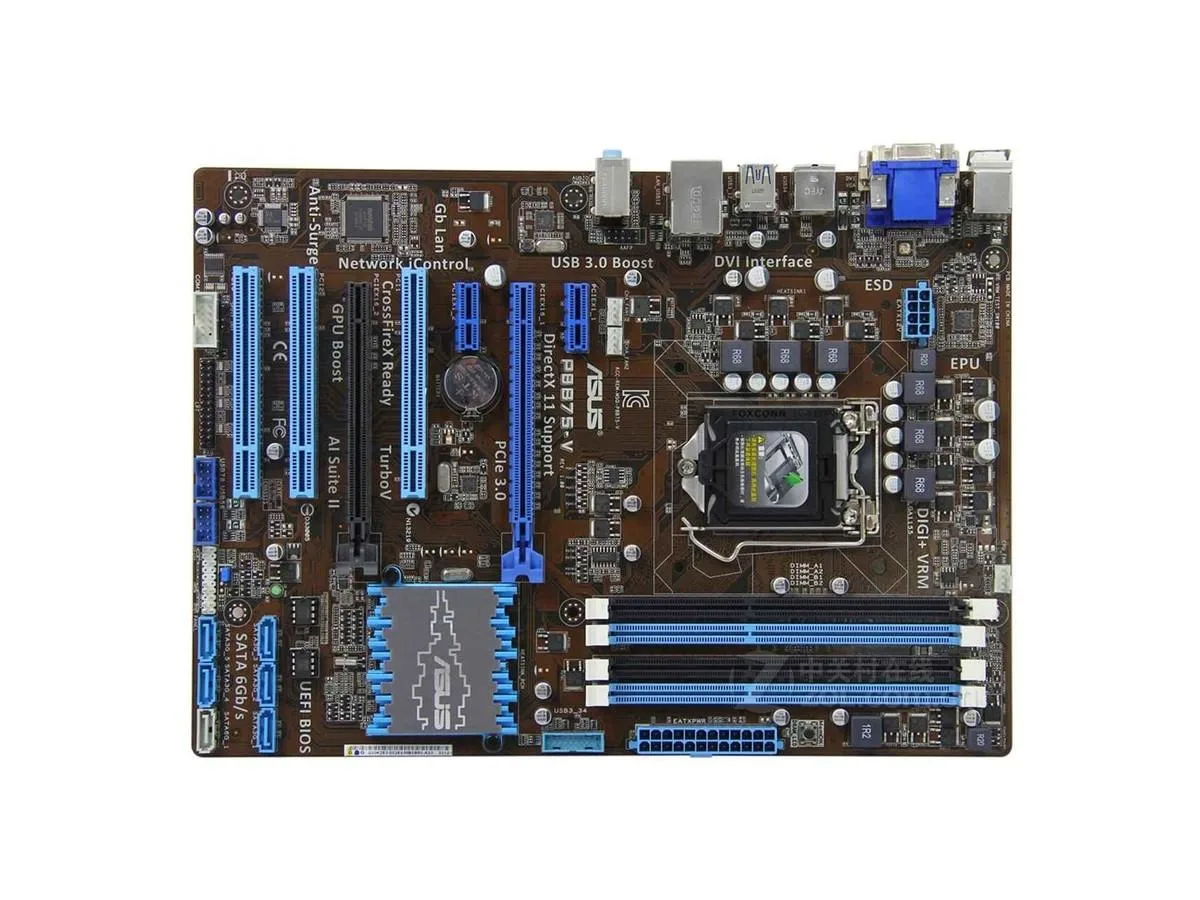 ATX motherboard with LGA 1155 socket and DDR3 slots