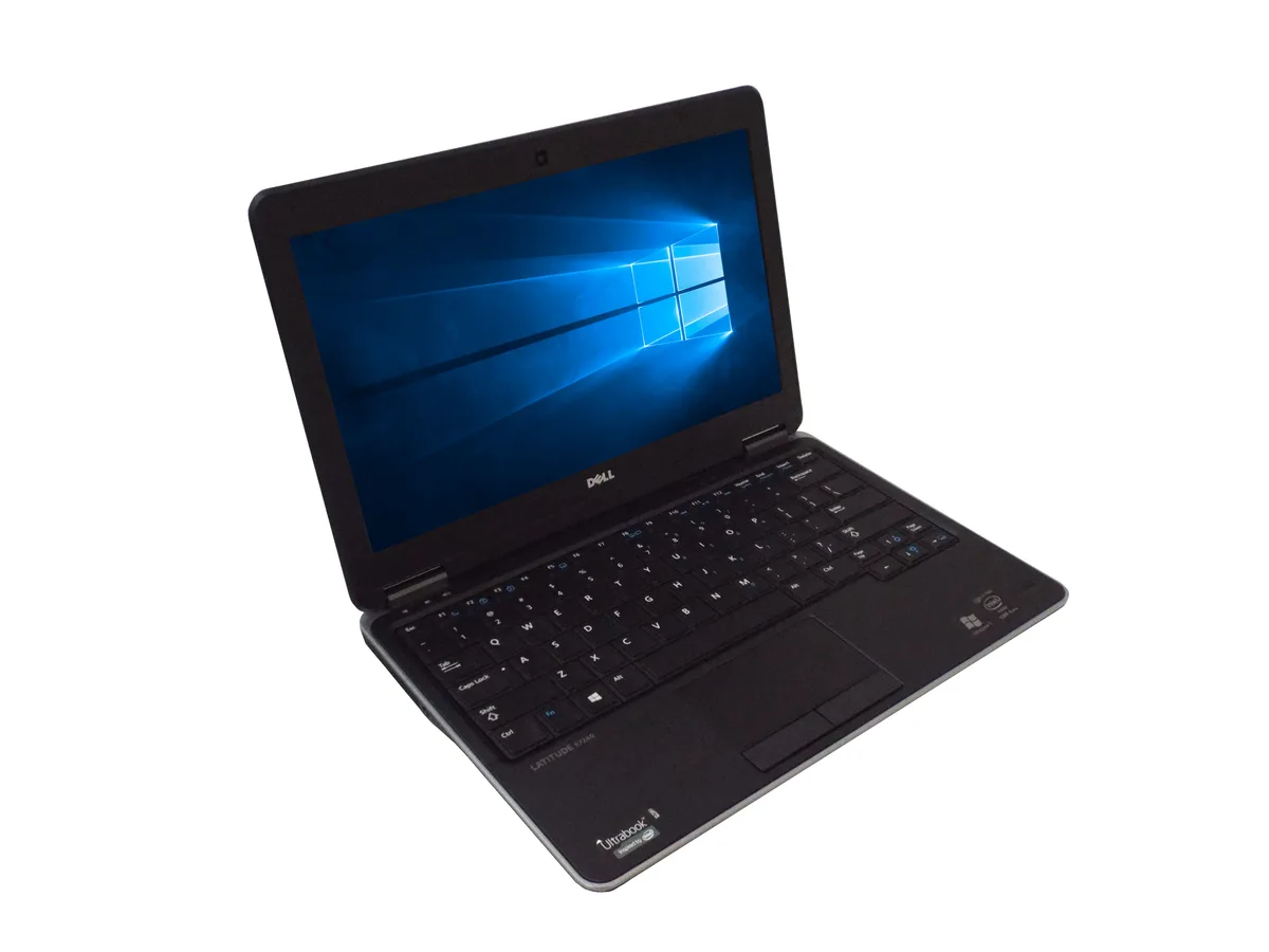 Black and silver 12.5 inch Dell Latitude E7240 laptop closed view