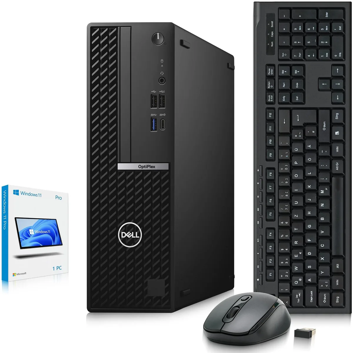 Small black rectangular Dell OptiPlex 5080 desktop tower standing upright