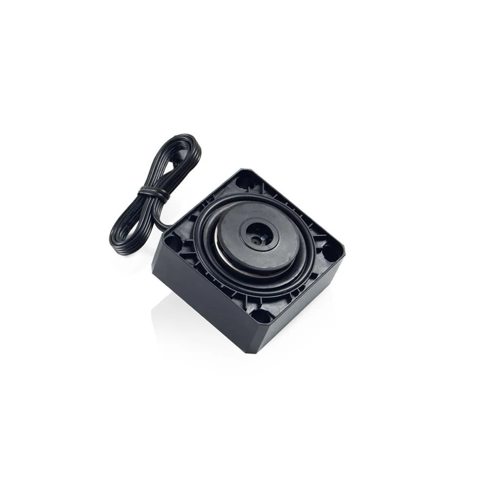 Compact black cylindrical water-cooling pump with PWM connector, 62 by 62 by 37 mm