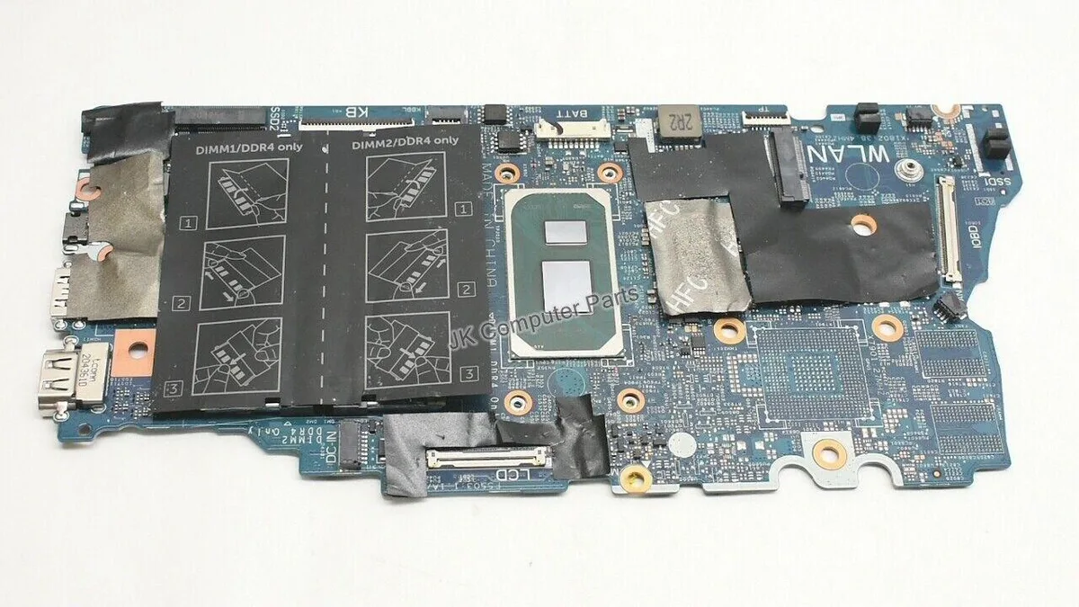 Silver laptop motherboard with integrated Core i5-1135G7 processor