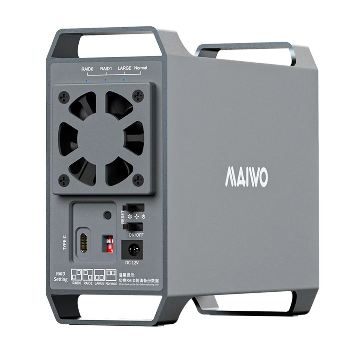 MAIWO MAIWO K35262C Dual Bay 3.5" SATA RAID Enclosure with Fan — Produktfoto