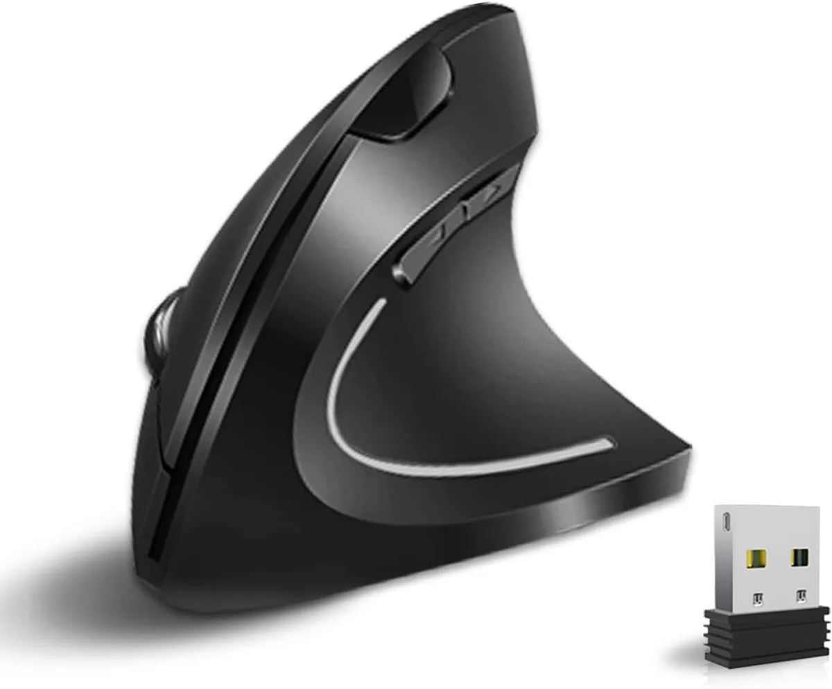 ebest ebest Vertical Wireless Gaming Mouse 800/1200/1600 DPI 6 Buttons Black — photo du produit