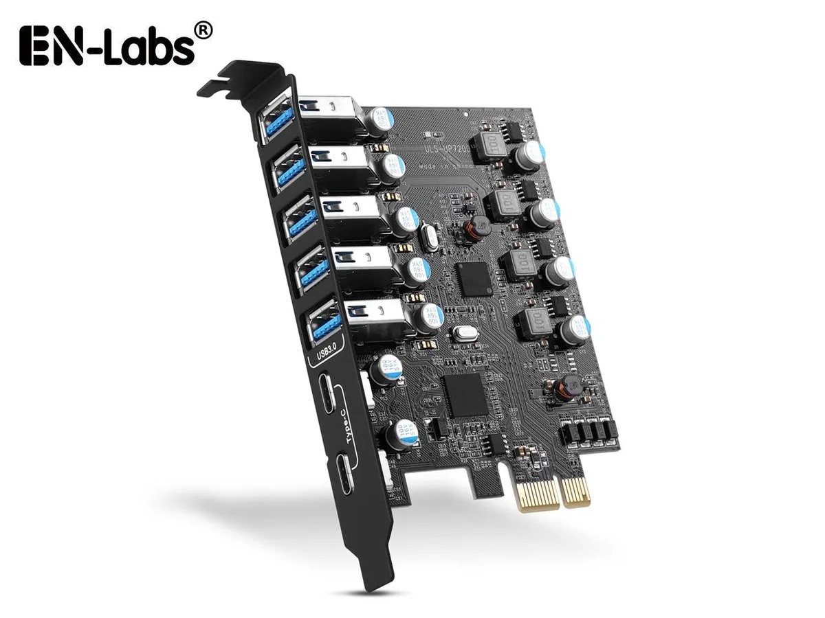 EN-Labs EN-Labs PCI-E to USB 3.0 7-Port Expansion Card (2× USB-C, 5× USB-A) — zdjęcie produktu