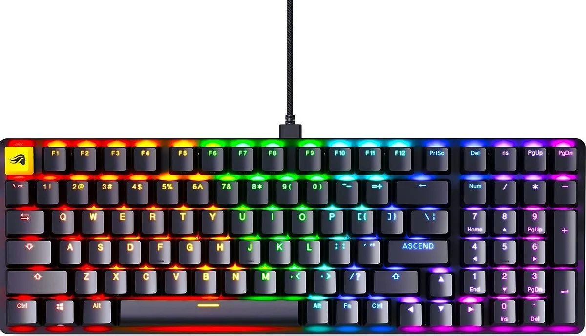 Black 96% mechanical keyboard with double-shot keycaps and Fox linear switches