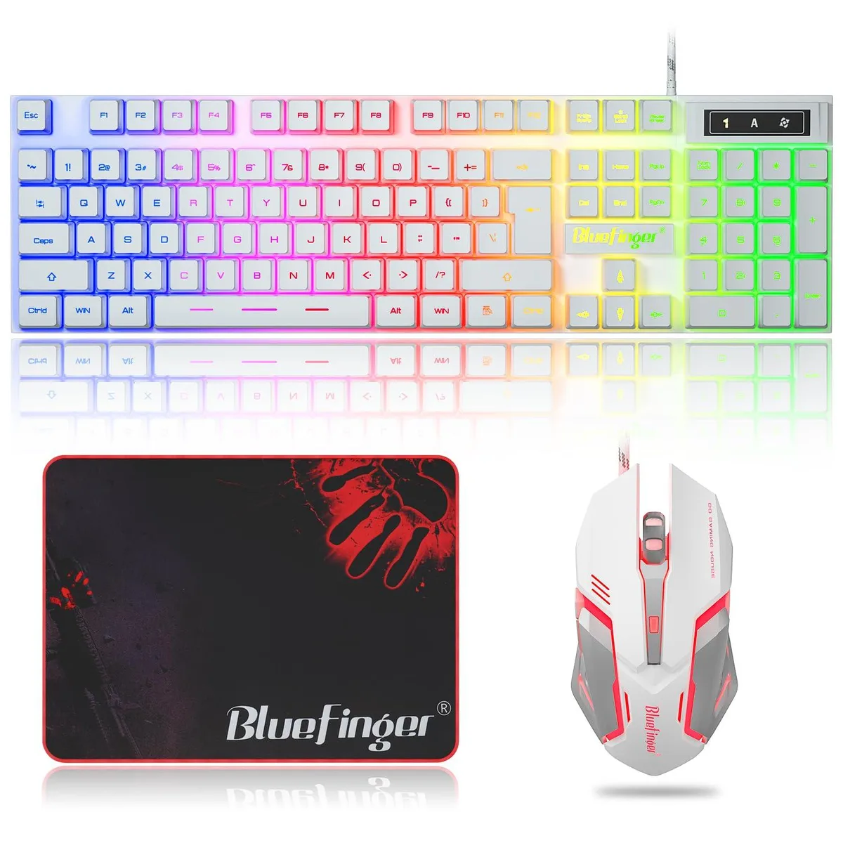 Redragon RGB Gaming Keyboard and Mouse Combo, 104 Keys, White — 제품 사진