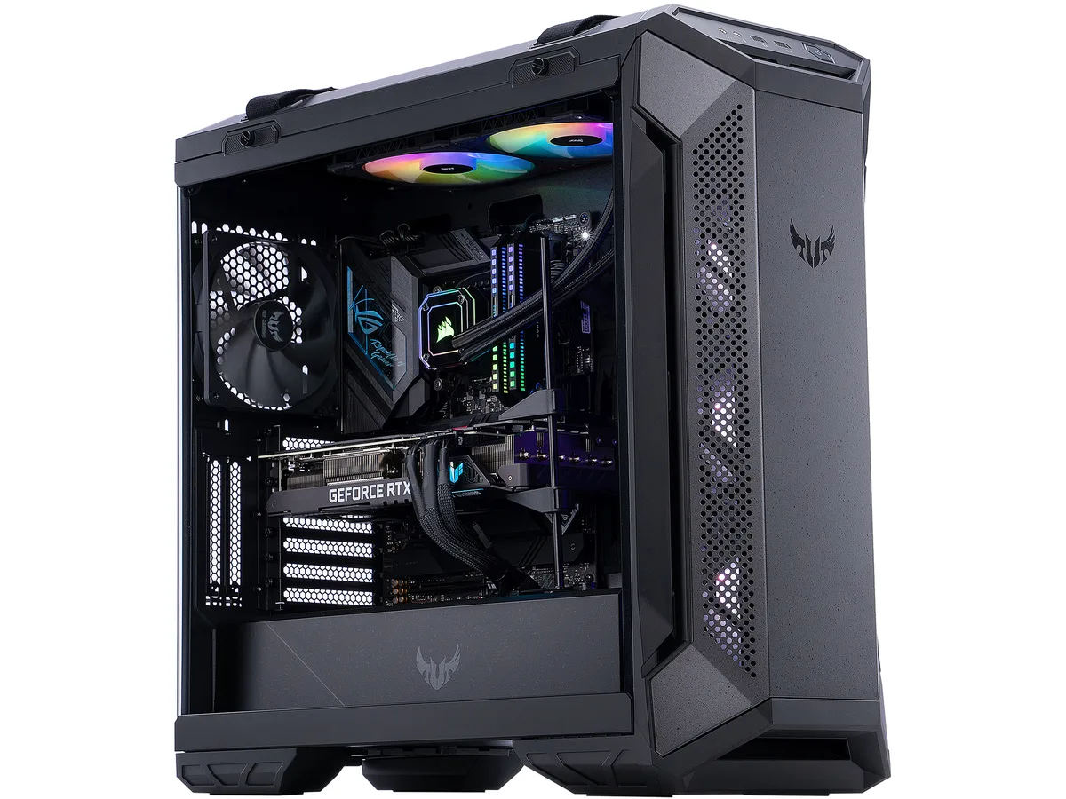 Mid-tower gaming desktop in Asus TUF GT501 case with RGB lighting