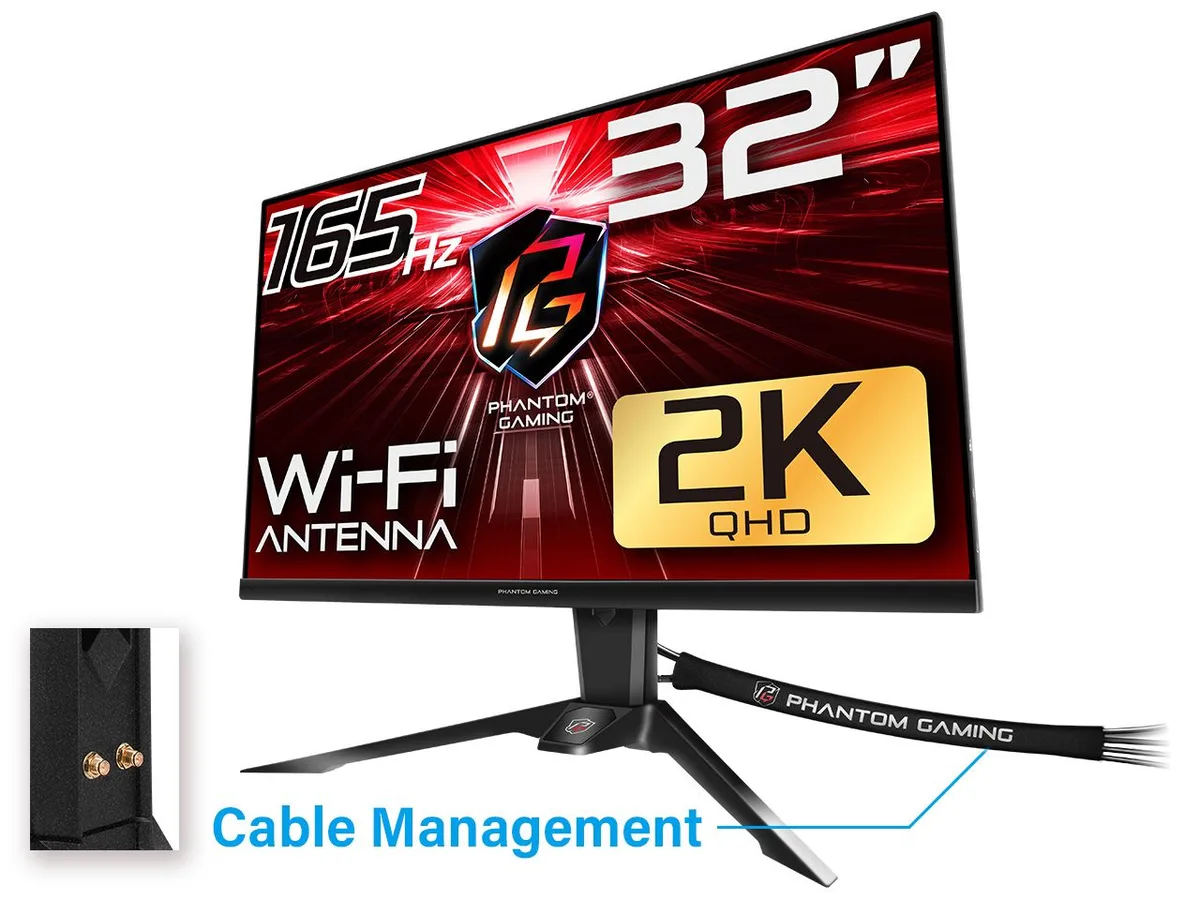 ASRock Phantom Gaming ASRock Phantom Gaming PG32QF2B 32" QHD 165Hz gaming monitor — product photo
