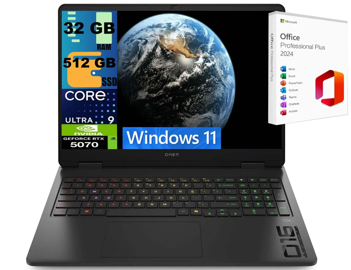 Black 16.1 inch gaming laptop with backlit keyboard