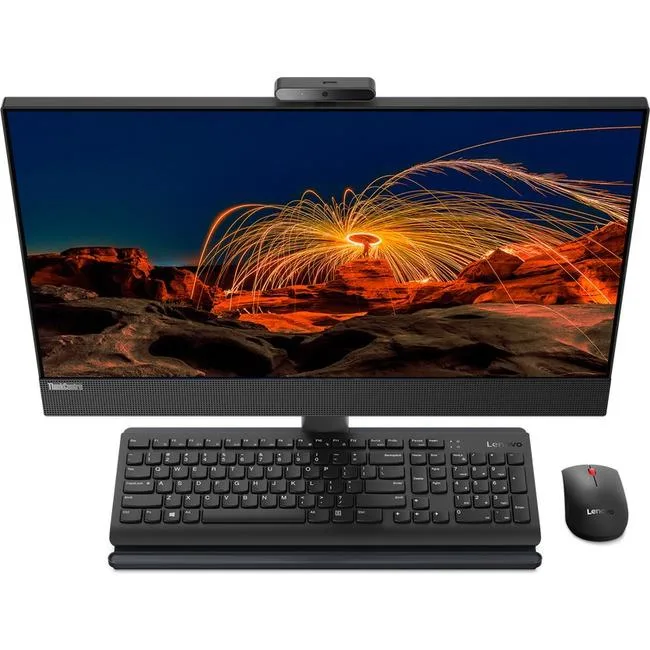 Black 23.8-inch all-in-one desktop with borderless display
