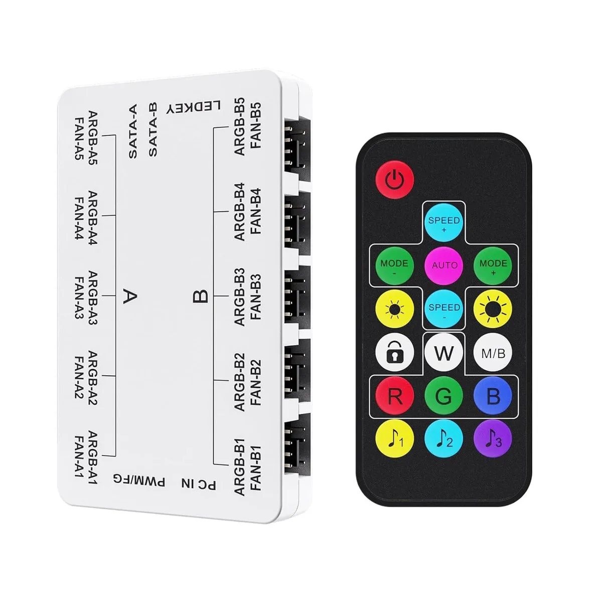Vetroo Vetroo 20-Port Fan Hub PWM ARGB Remote White — 제품 사진