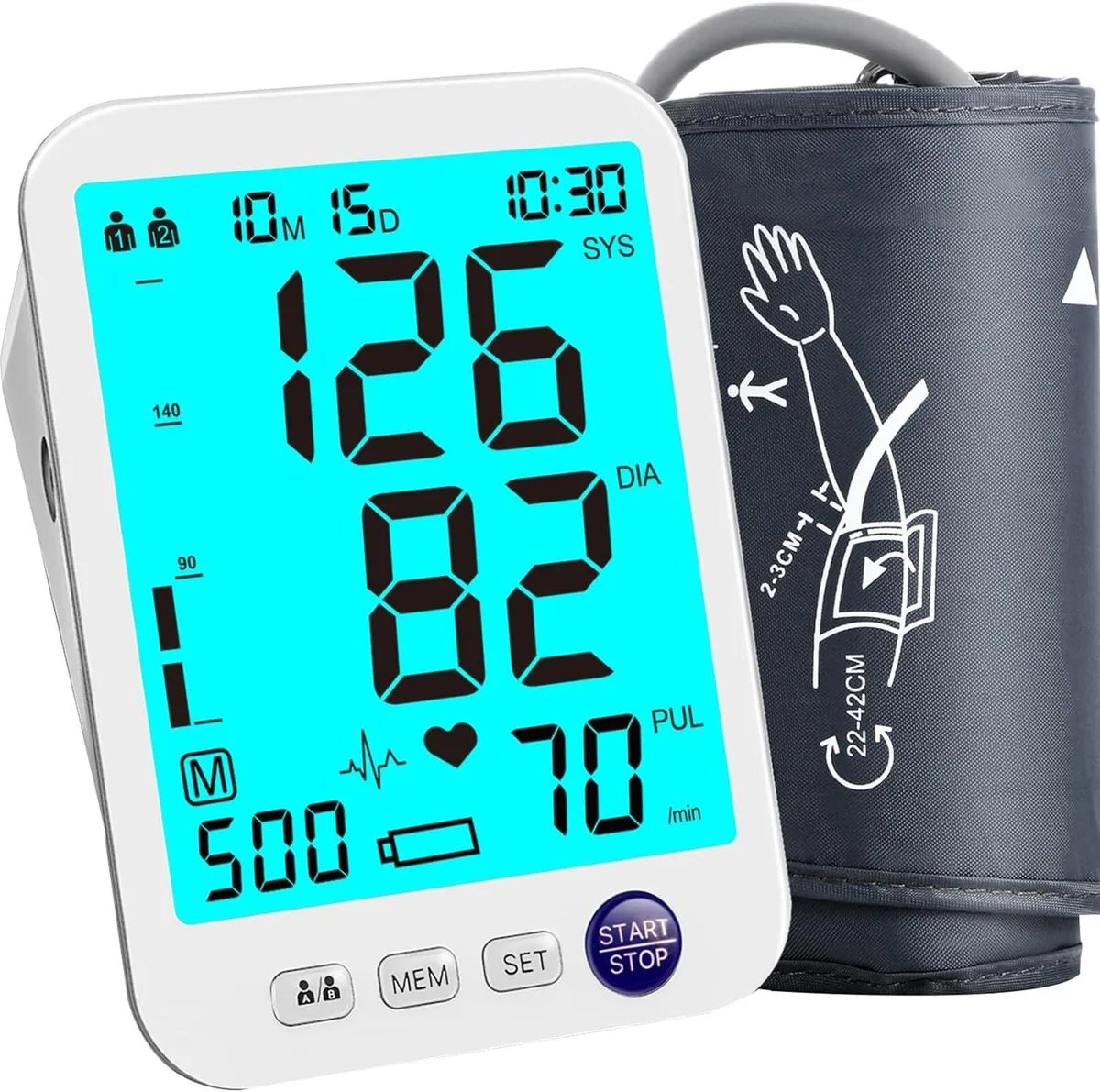  Urion U80AH Blood Pressure Monitor 22-42cm Cuff 2×500 Memory — produkto nuotrauka