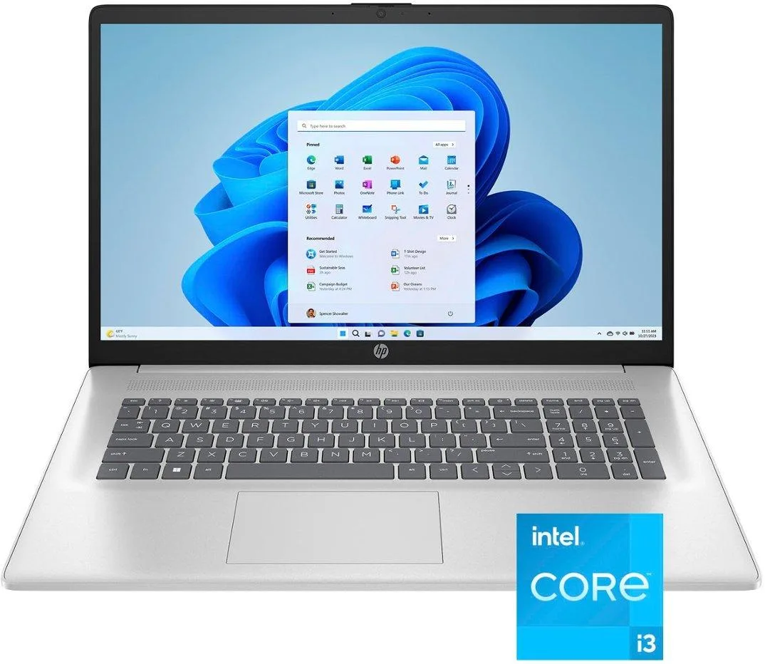 Silver 17.3 inch laptop with full HD non-touch display