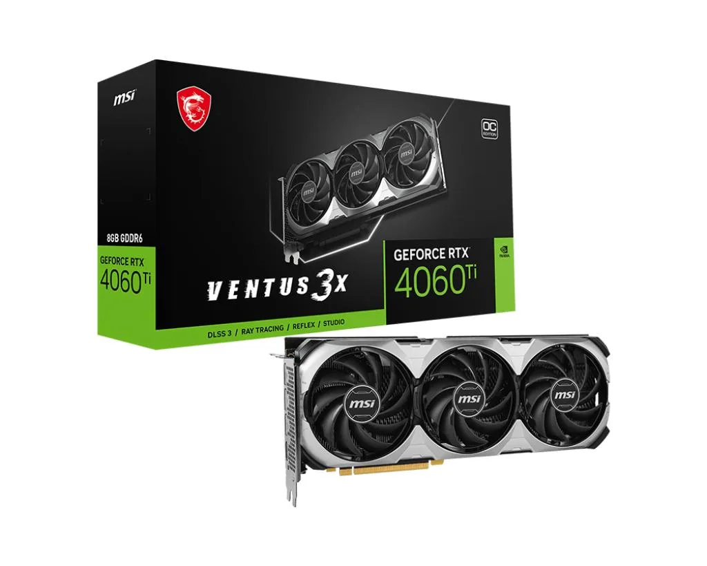 MSI GeForce RTX 4060 Ti VENTUS 3X E 8G OC graphics card with triple fans