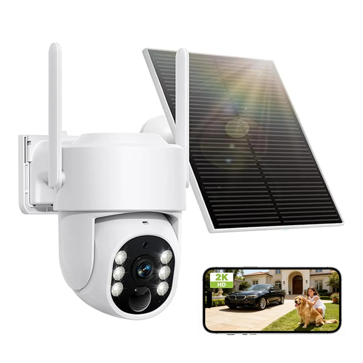 Picturesky Picturesky 8 MP Dual-Lens PTZ Solar Battery Camera 360° 170° 98ft 8000mAh 2.3lb — ürün fotoğrafı