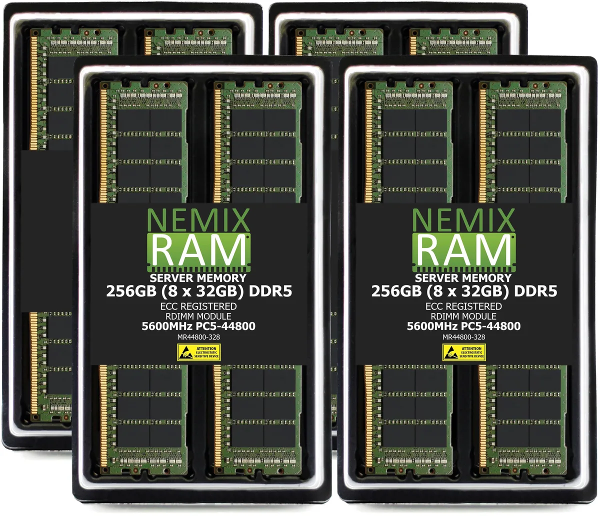 NEMIX RAM NEMIX RAM DDR5 5600 256GB (8x32GB) CL46 1.1V ECC RDIMM memory upgrade — tuotekuva