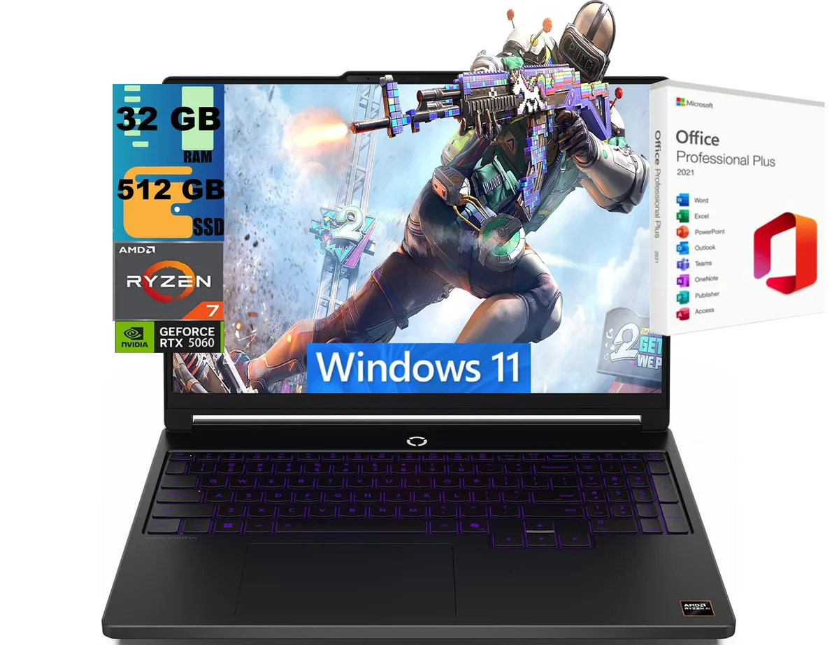 Black Lenovo Legion 5a 15 laptop, 15.3 inch WQXGA screen, slim profile, RGB keyboard zone