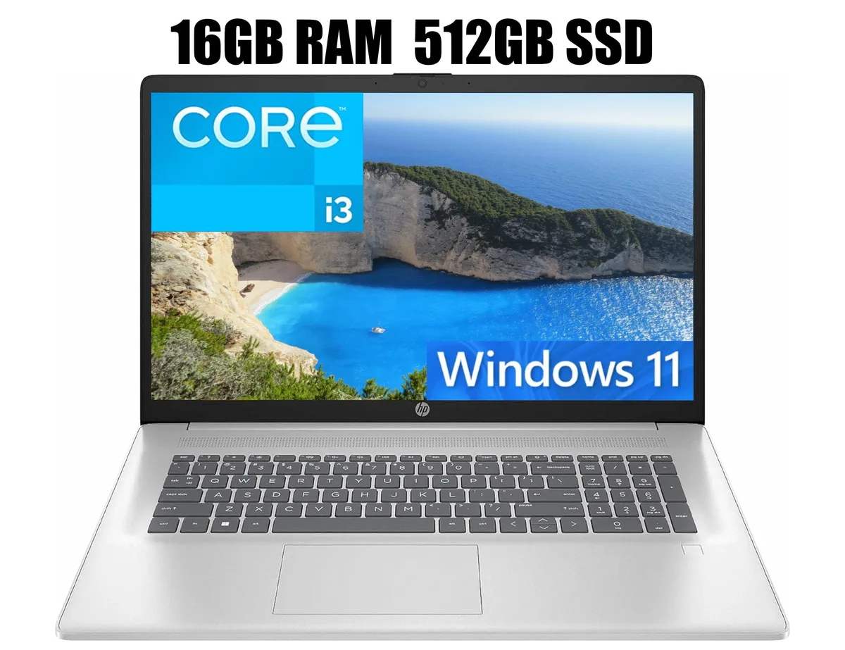 HP HP 17 laptop i3-N305 16GB 512GB 17.3" FHD 11H — product photo