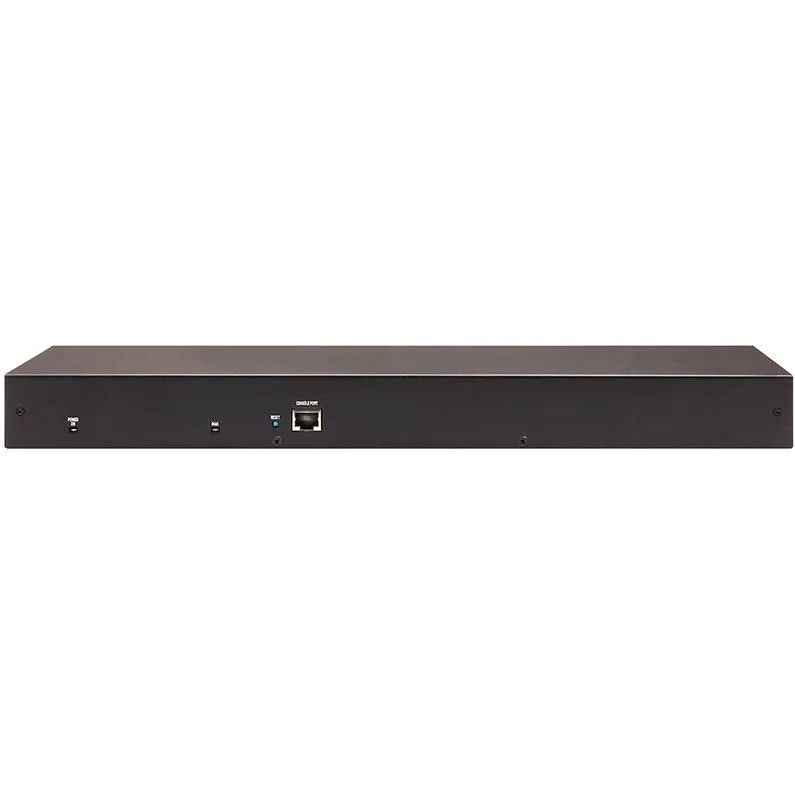 Rack-mount server unit, silver metal finish, front panel with sixteen ports