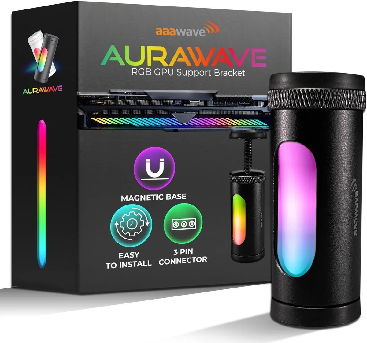 AAAwave AAAwave AURAWAVE GPU Support Bracket Black 67-110mm ARGB — product photo