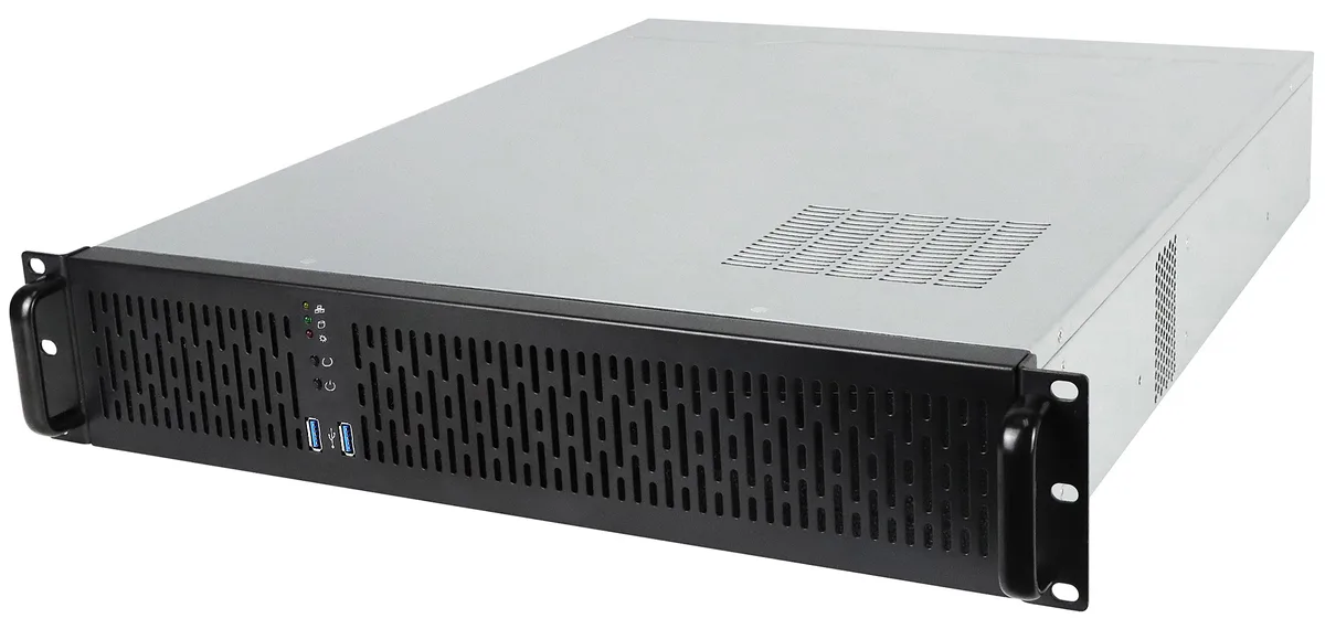 Rosewill Rosewill RSV-Z2850U 2U server chassis 4×3.5" 2×2.5" bays ATX 2×USB 3.0 2×80mm fans Silver/Black — صورة المنتج