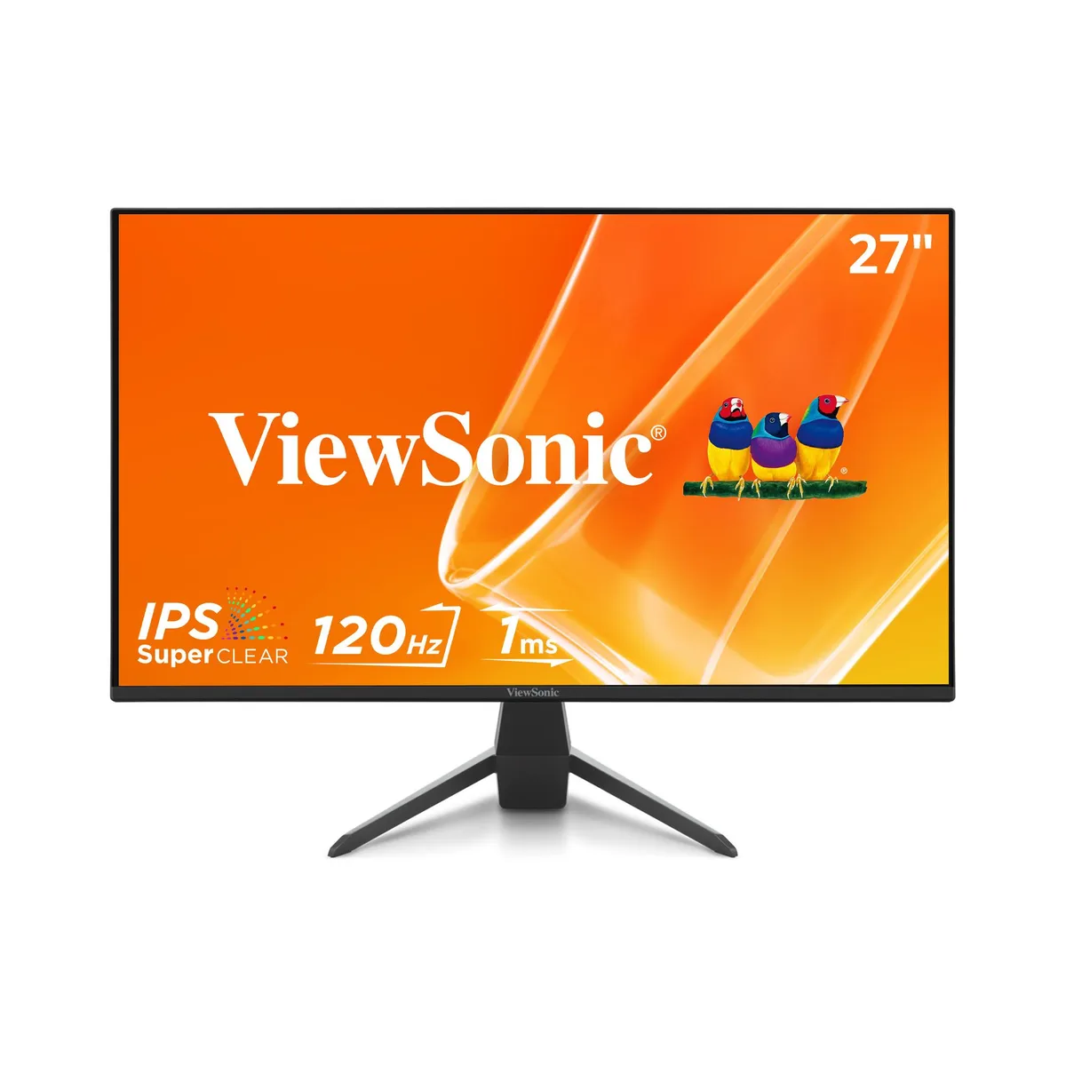 27 inch flat black IPS gaming monitor with thin bezels