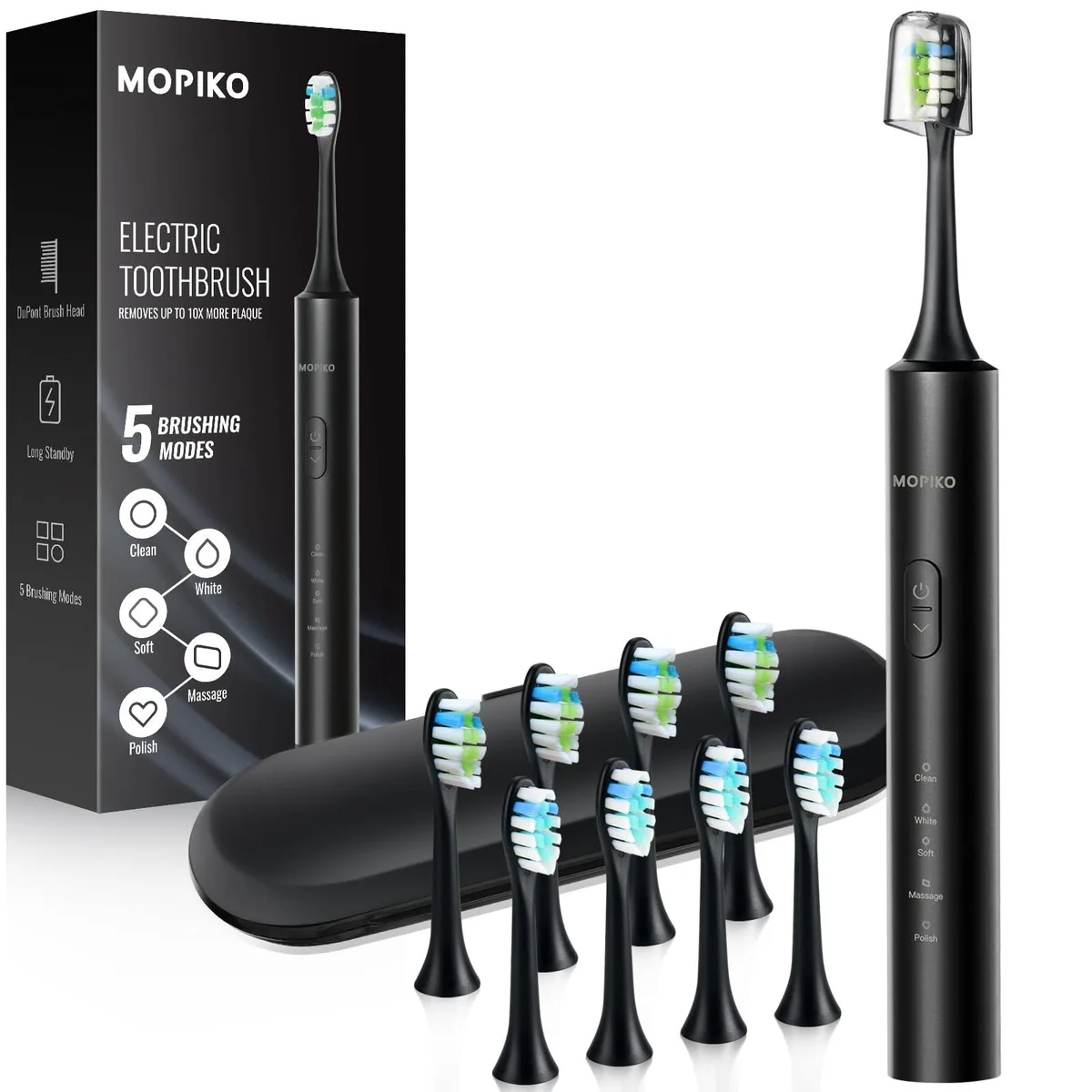  MOPIKO MOPIKO-K5-B8US Oral Care 8 Heads Black — product photo