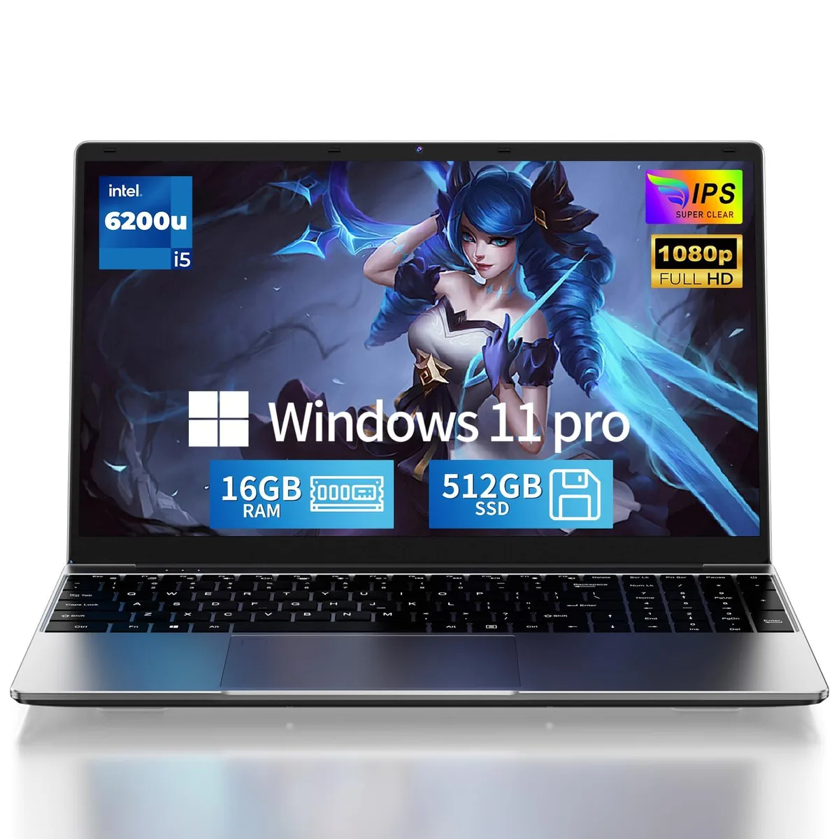 NIAKUN NIAKUN 2026 laptop 15.6" FHD IPS i5-6200U 16GB 512GB Silver — product photo
