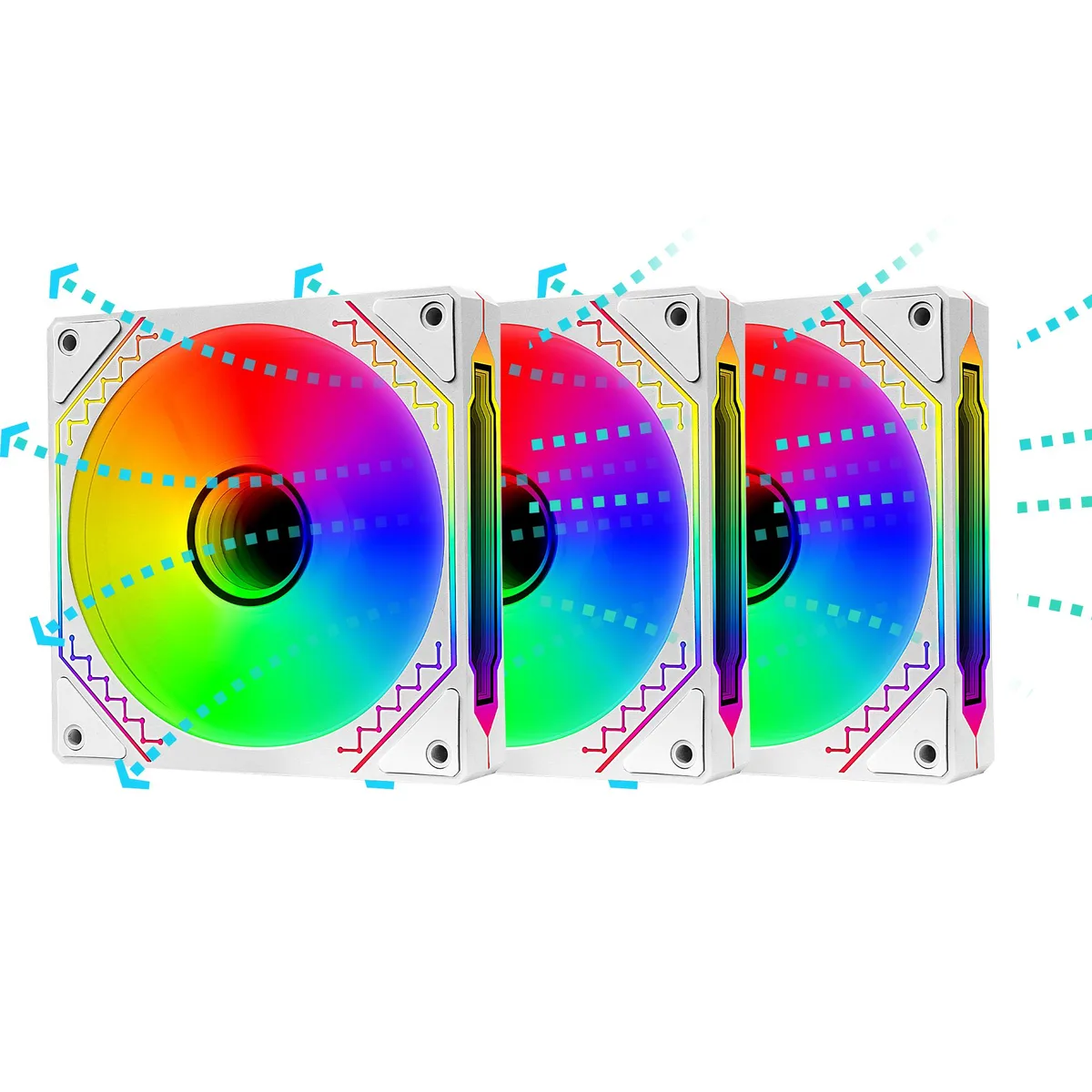 PANO-MOUNTS PANO-MOUNTS 120mm Reverse Airflow ARGB Infinity Mirror Case Fans White 3-Pack — foto produk