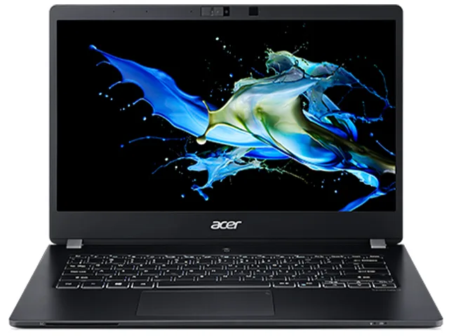 Silver 14 inch business laptop with matte display, closed lid showing Acer logo