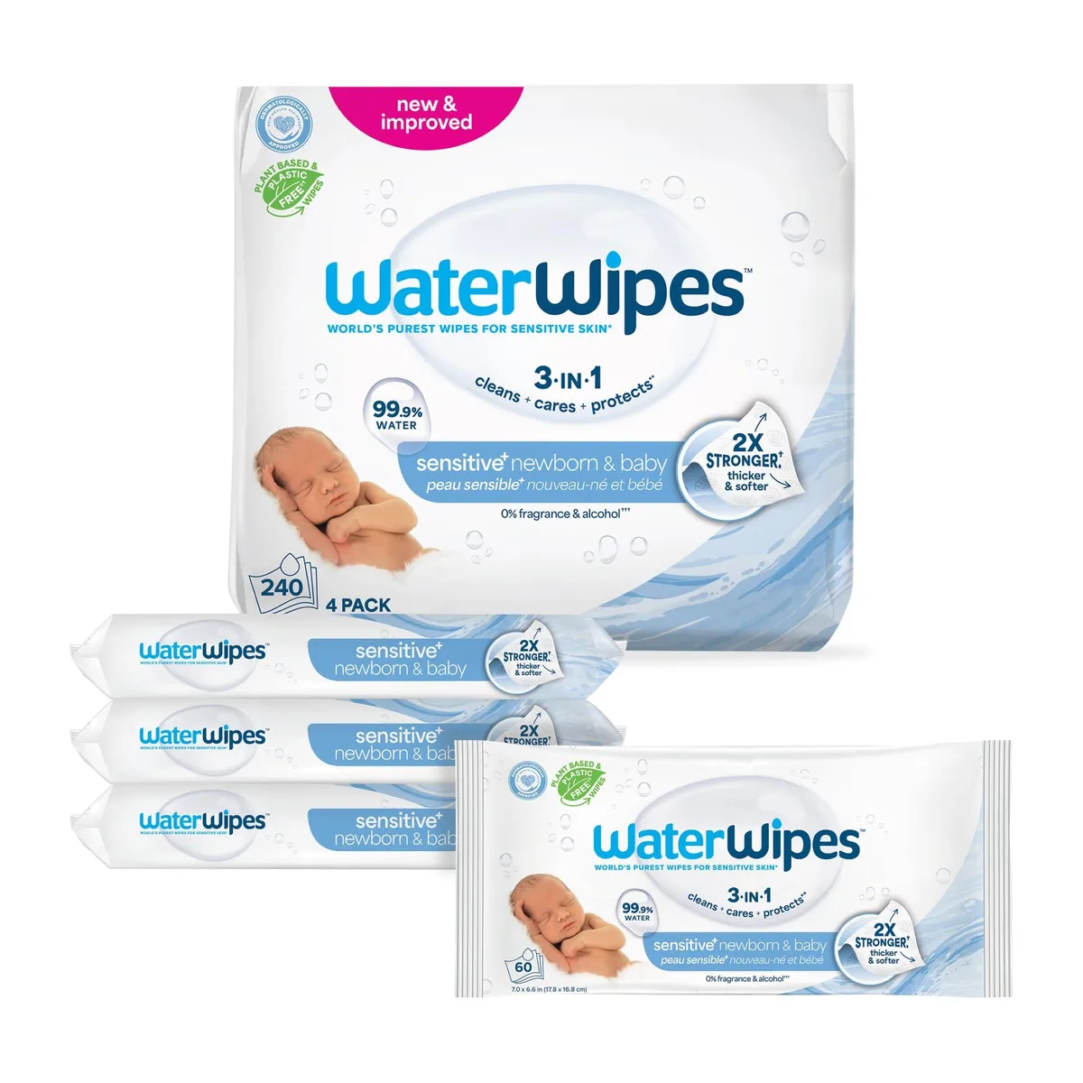  WaterWipes 666522041381 Sensitive+ Baby Wipes 60 Count Pack of 4 — תמונת המוצר