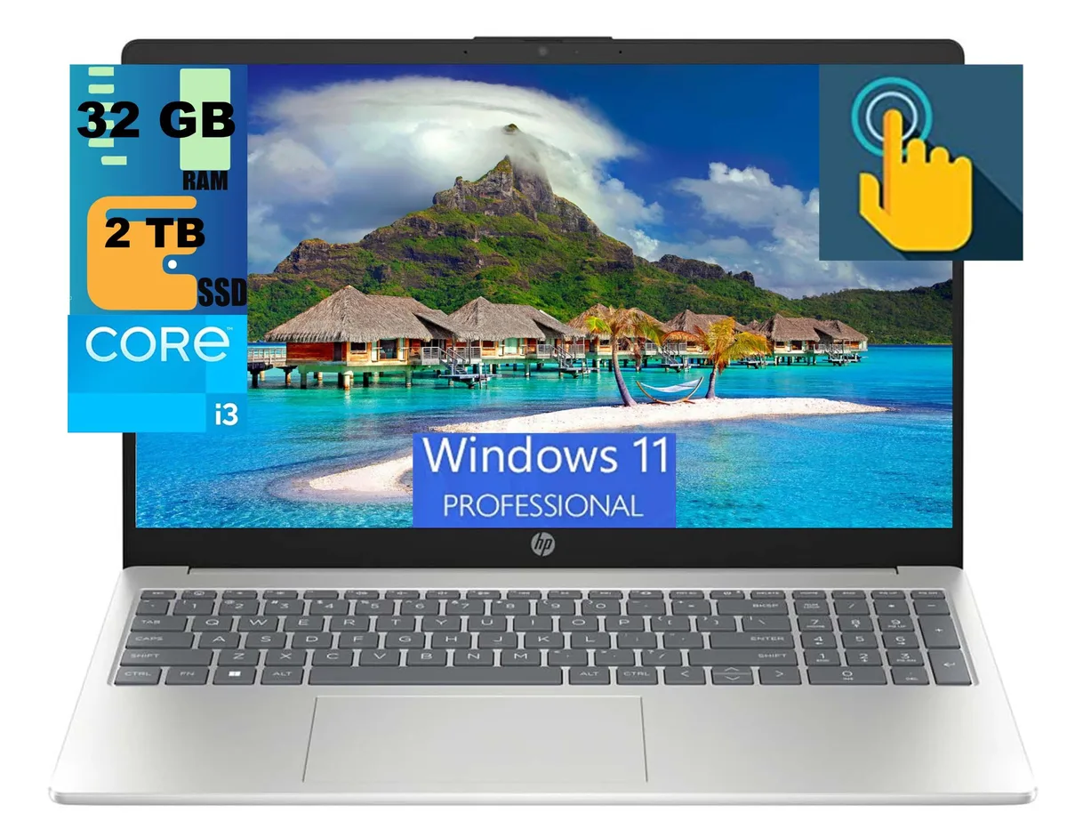 HP HP 15 laptop i3-1315U 32GB 2TB 15.6" HD touch Silver — photo du produit