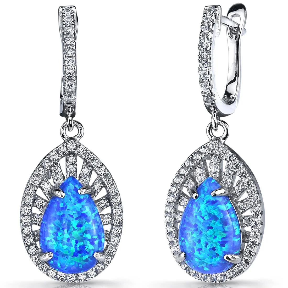 Oravo Oravo Blue Opal Nebula Drop Earrings Sterling Silver 3 Carats 925 5.75g — toote foto