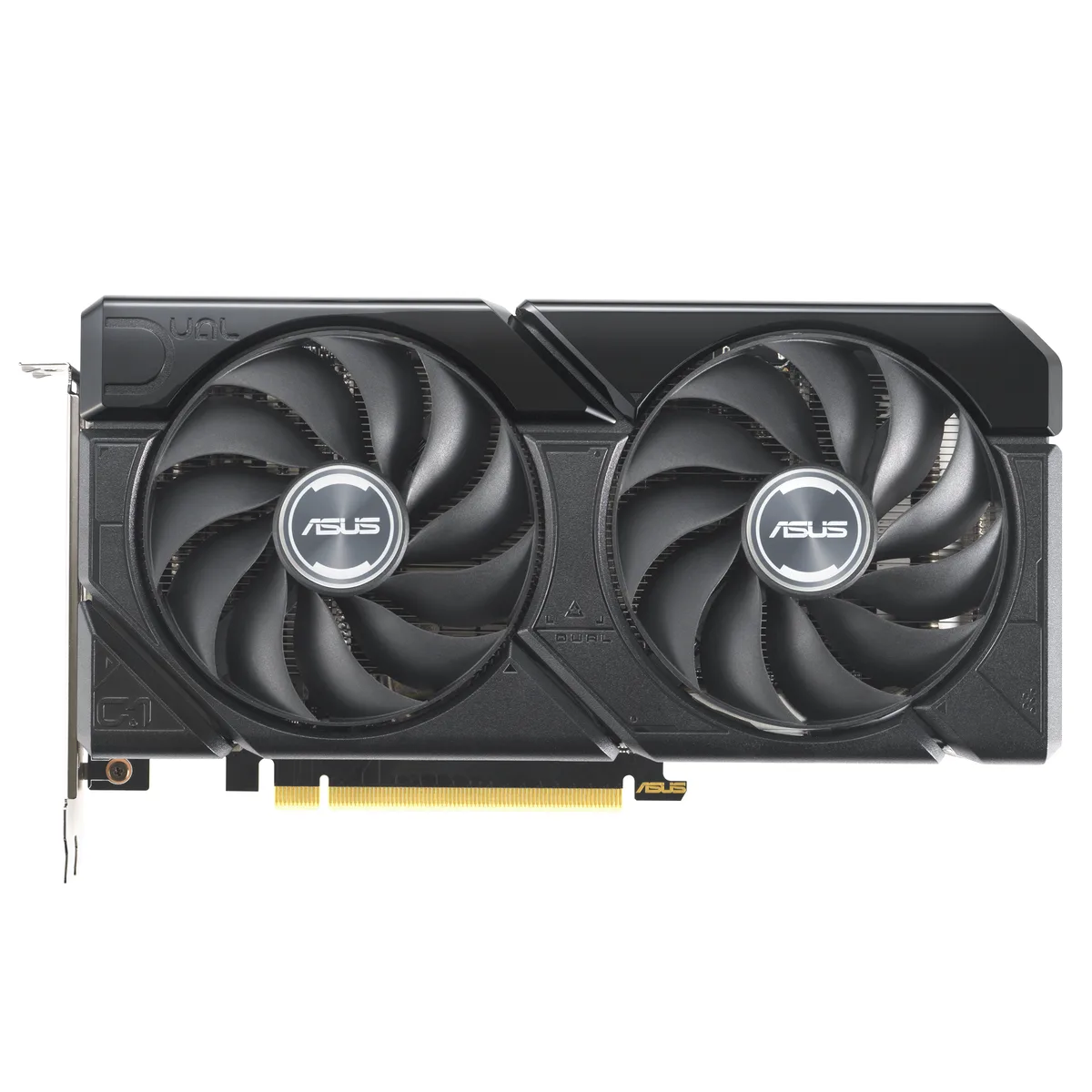 ASUS Dual GeForce RTX 4070 SUPER 12GB graphics card with two axial-tech fans, 2.5-slot cooler, silver and black finish