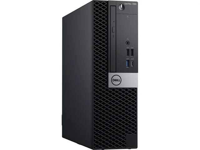 Small black and silver desktop tower, compact business form factor