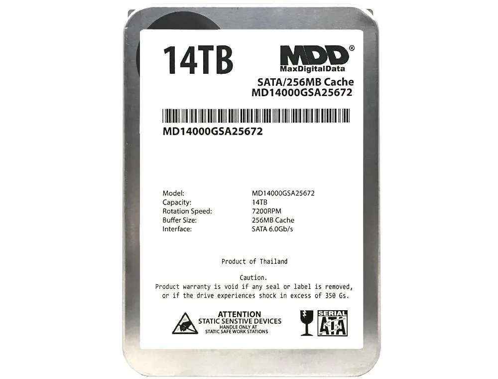 MaxDigitalData MaxDigitalData 14TB 7200RPM SATA 3.5" internal hard drive — foto del producto