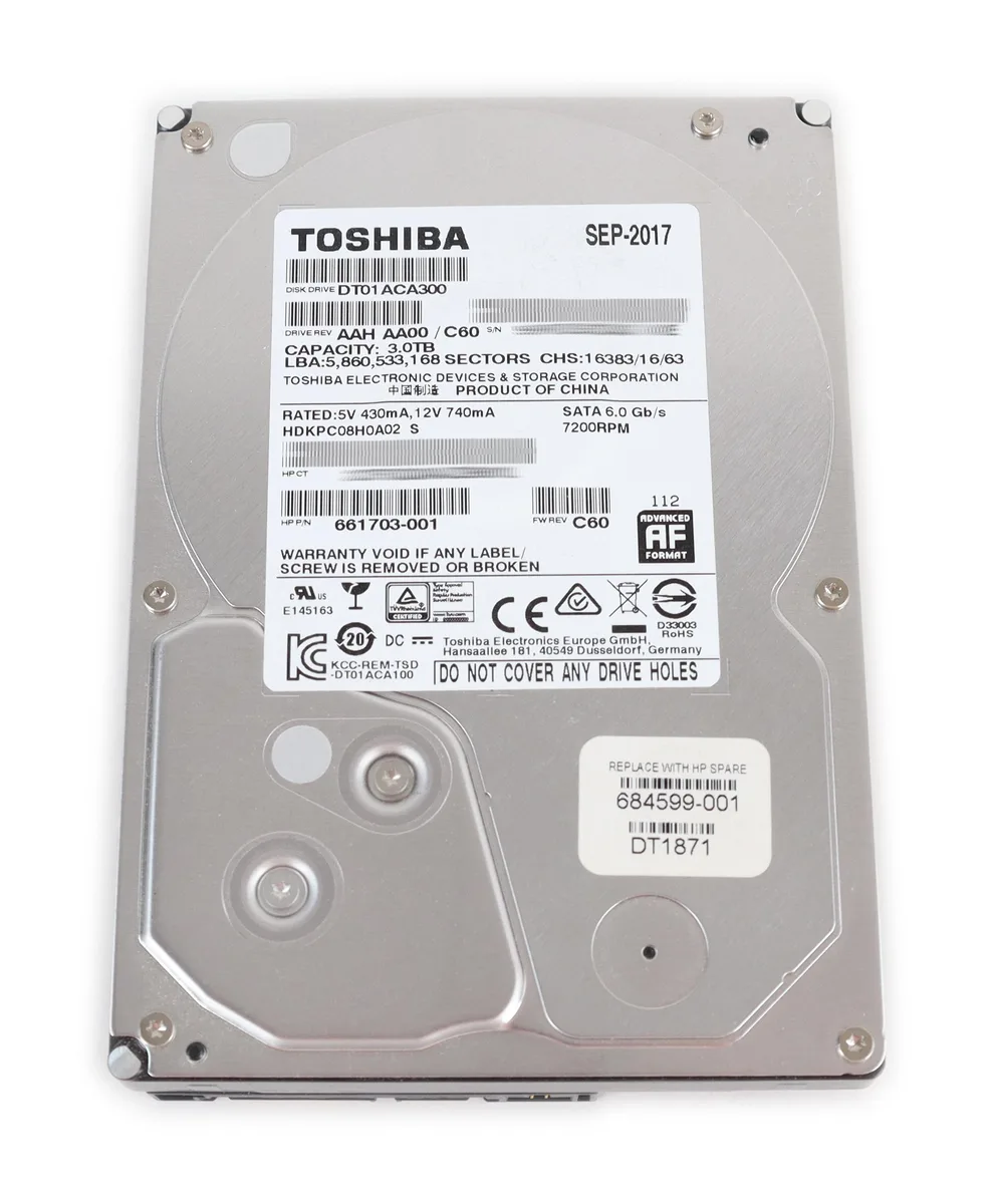 HP HP Toshiba DT01ACA300 3TB 7200 RPM 64MB SATA 3.5" internal hard drive — foto del producto