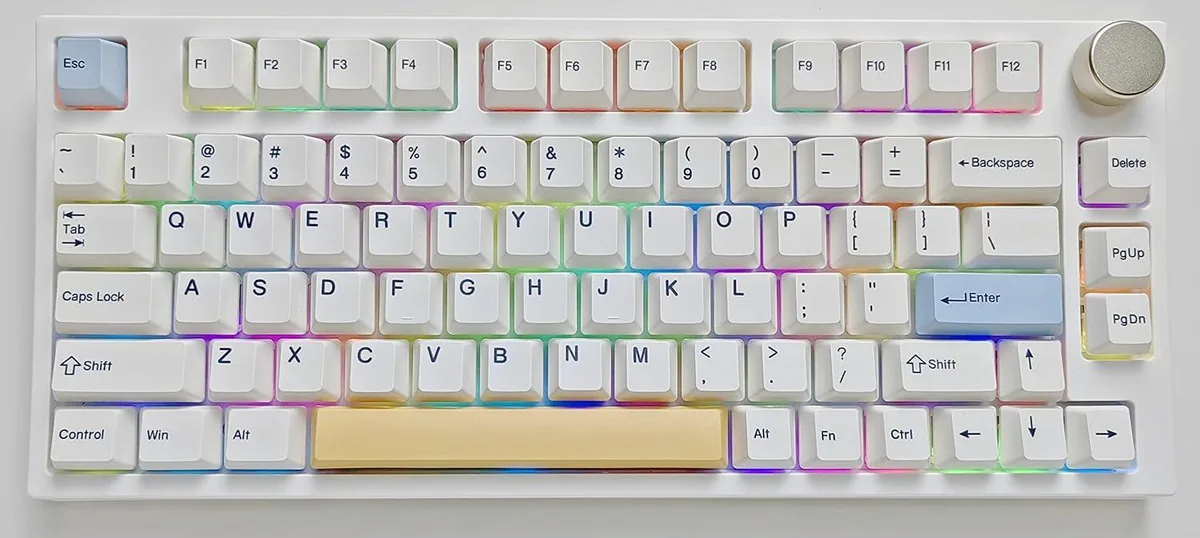 75 percent wireless mechanical keyboard with rotary knob and PBT keycaps