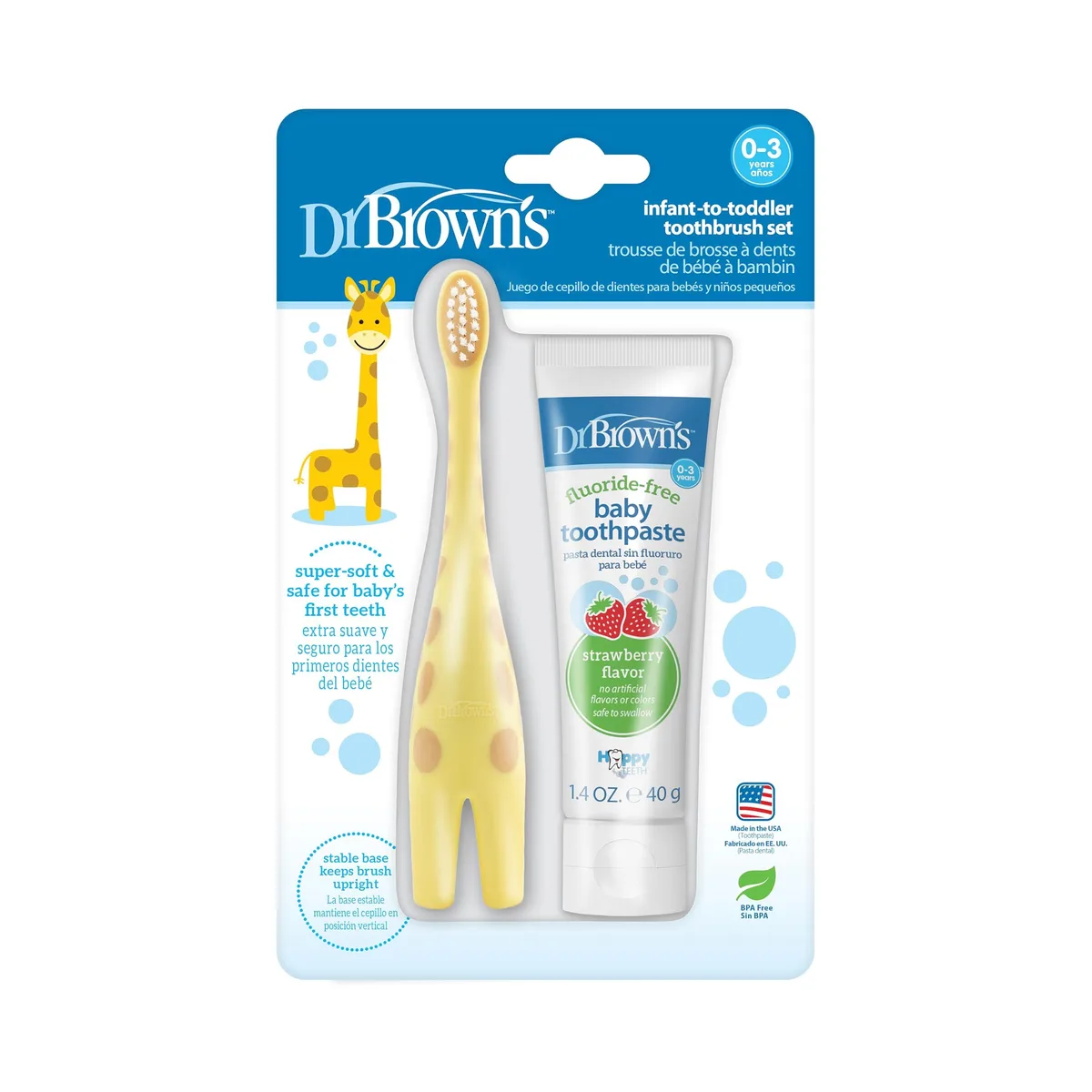  Dr. Brown's Infant-to-Toddler Toothbrush Giraffe Strawberry Set — fotografija proizvoda