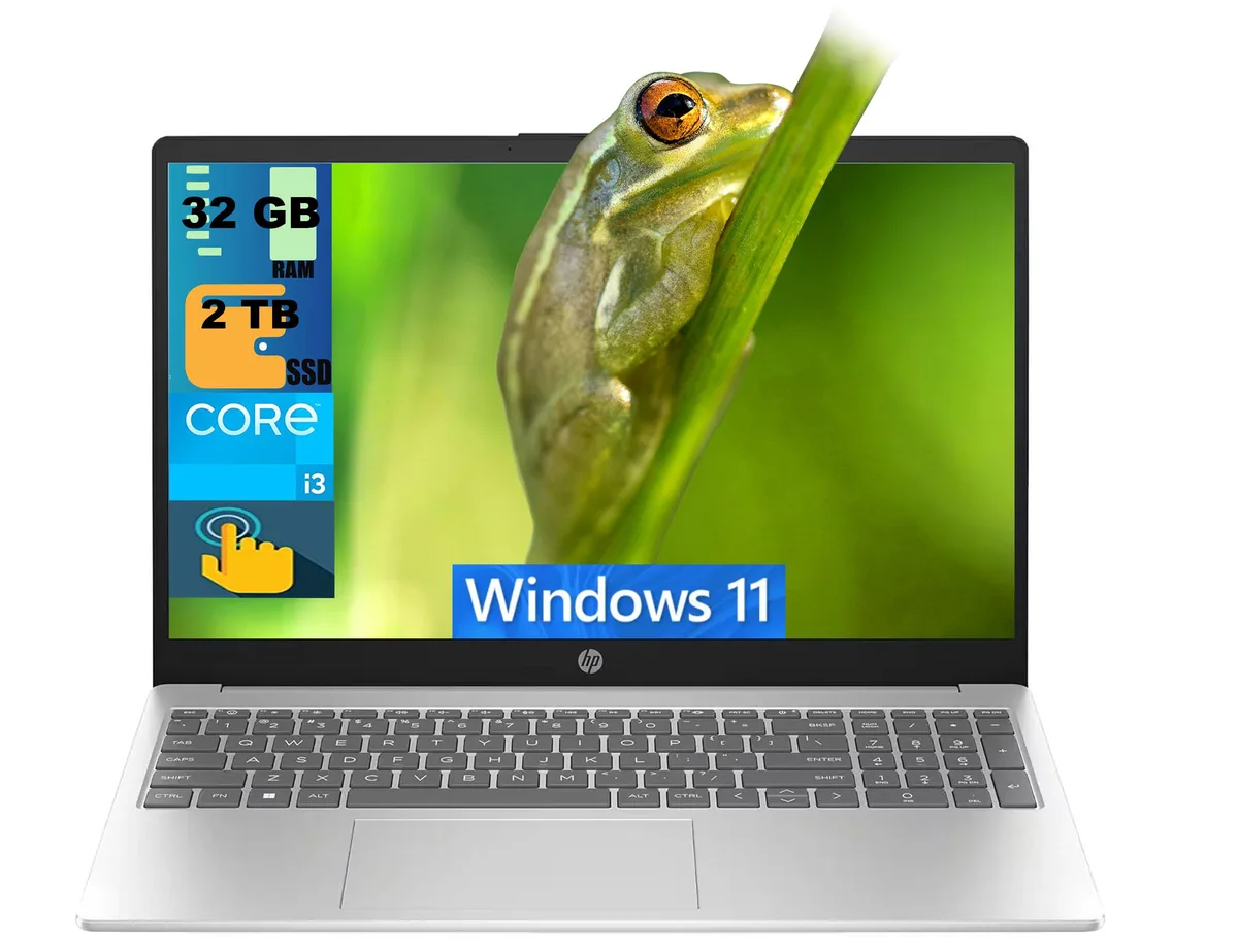 HP HP 15 laptop Core i3-1215U 32GB 2TB 15.6" HD touchscreen Silver — product photo